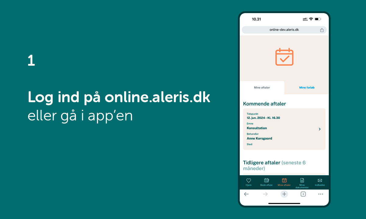 Guide til login på Aleris Online step 1.