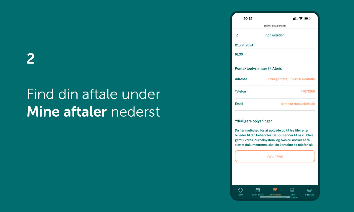 Guide til login på Aleris Online step 2.