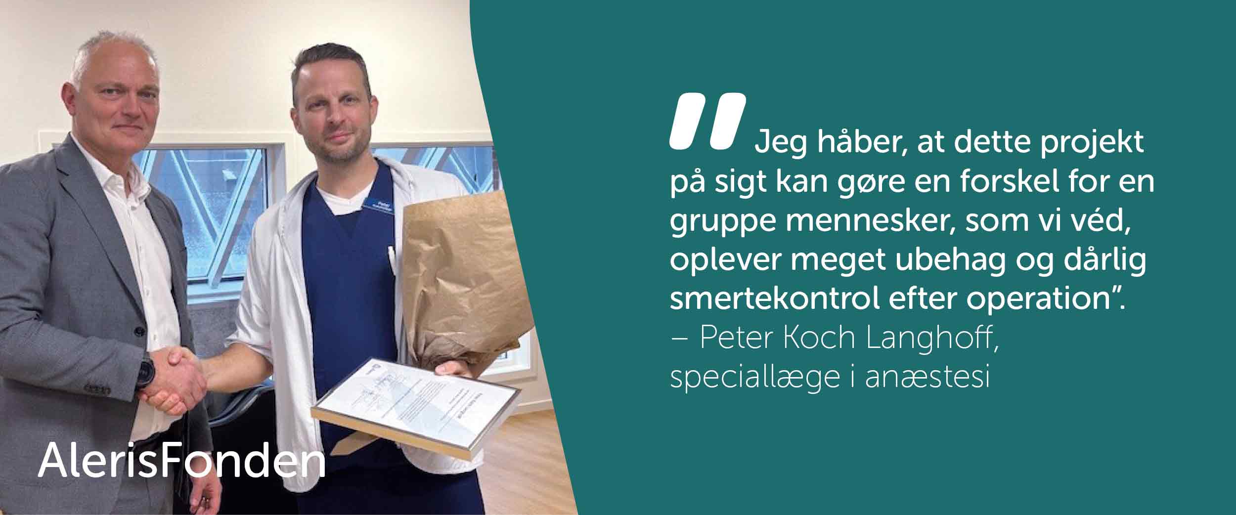 Peter Koch og Michael Gram Kierkegaard står ved annonceringen af forskningsprojekt, som støttes med forskningsmidler fra AlerisFonden.