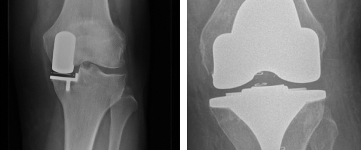 Røntgenbillede af knæprotese.
