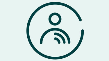 Ikon for person på tyrkis baggrund.