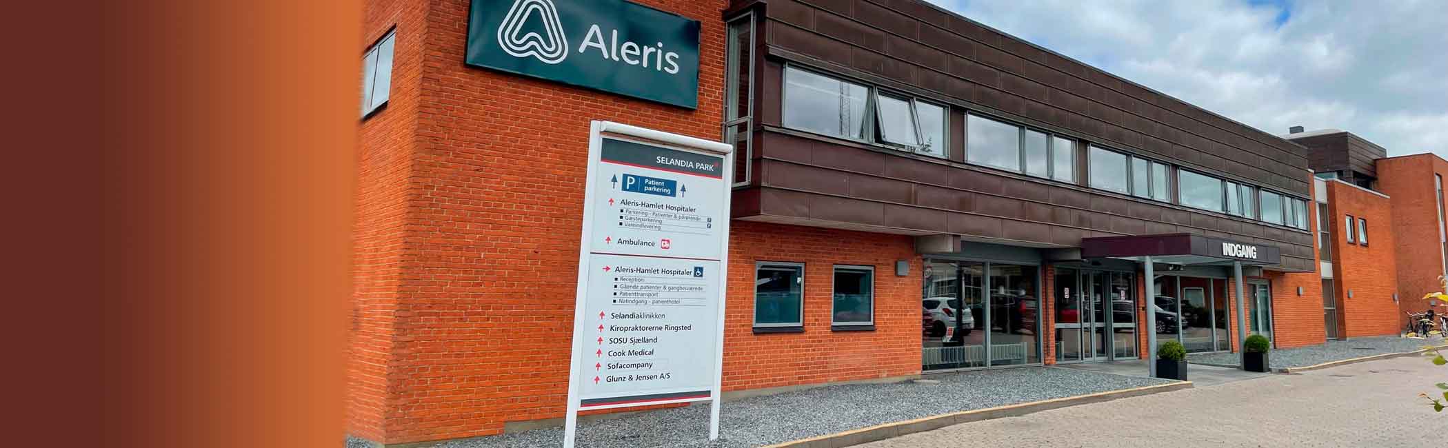 Indgangen til Aleris Ringsted.