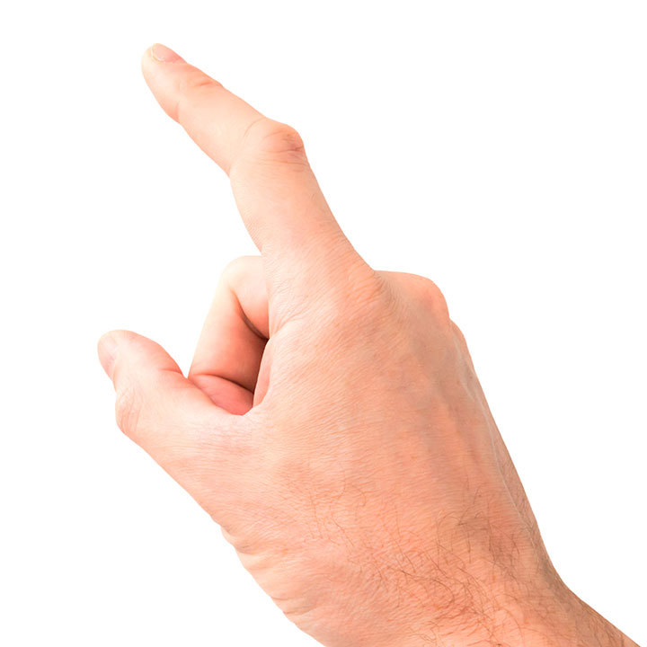 Billede af en springfinger.